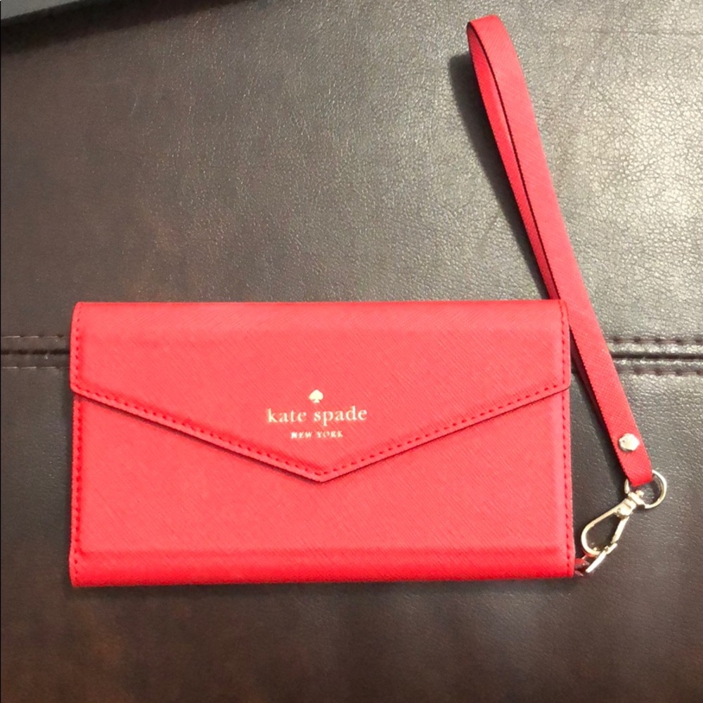 Kate spade red leather iPhone 7/8 tech clutch